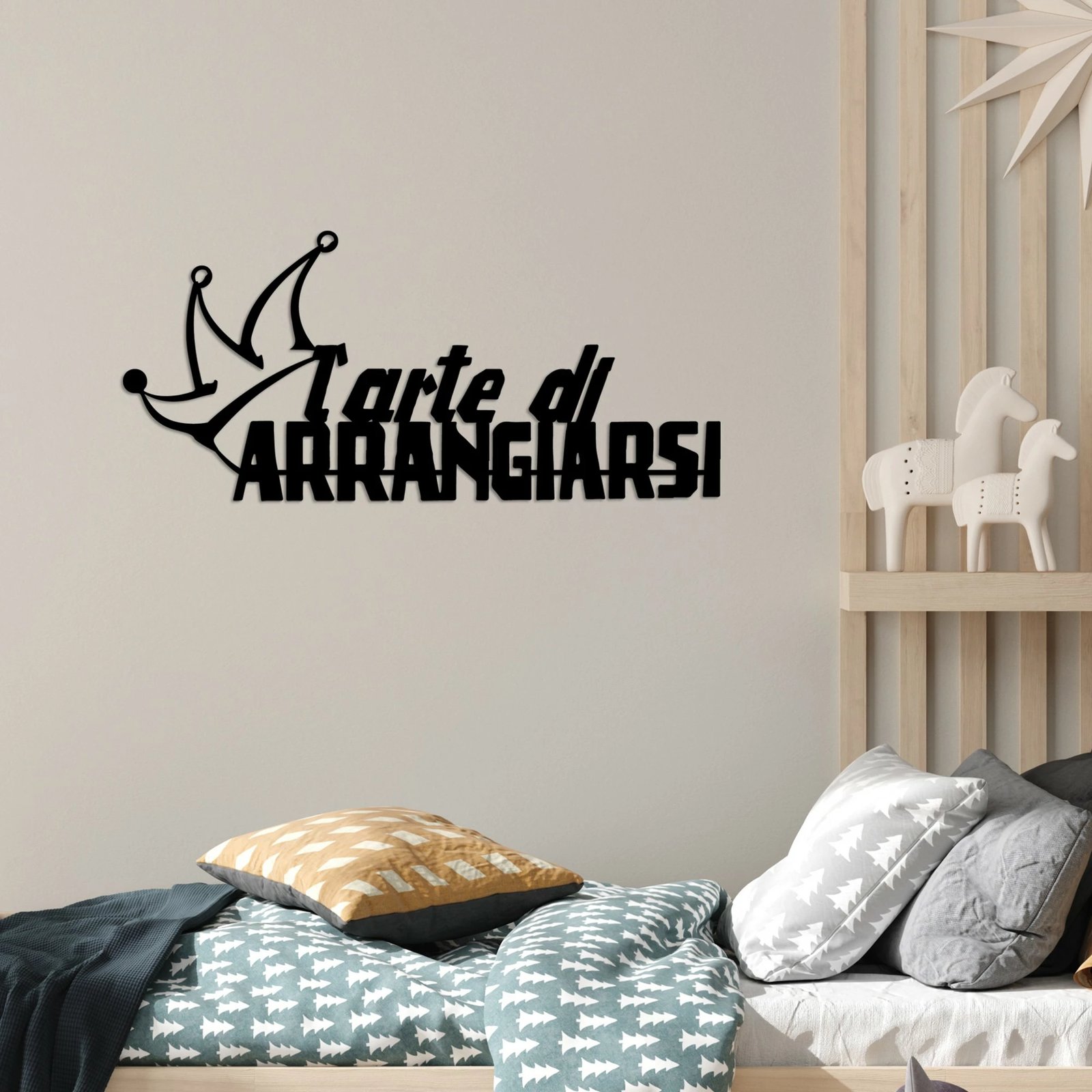 Aksesor dekorativ metalik për mur, Wallity, Arrangiarsi 1, ngjyrë e zezë