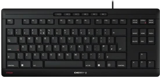 Tastierë Cherry STREAM KEYBOARD TKL, me kabllo, USB, scissor switch, QWERTY, e zezë