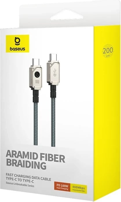 Kabllo Baseus Unbreakable USB C në USB C, 1 m, 100 W