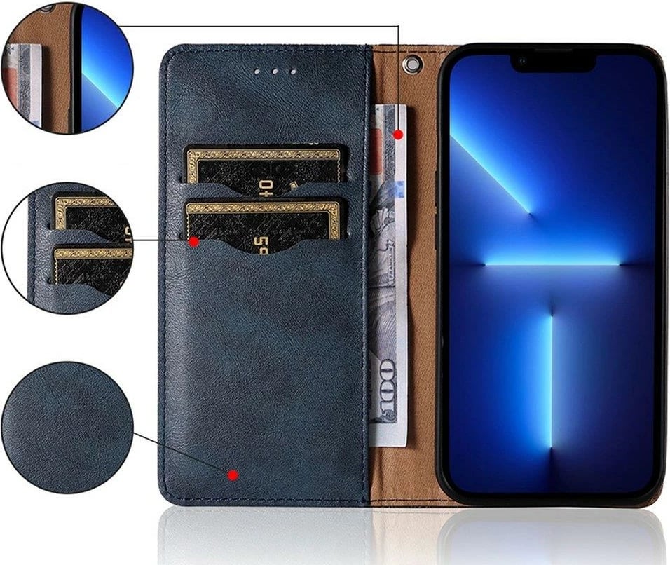 Mbështjellës Hurtel Magnet Strap Case për Samsung Galaxy A12 5G, me portofol dhe litar dore, Kaltër