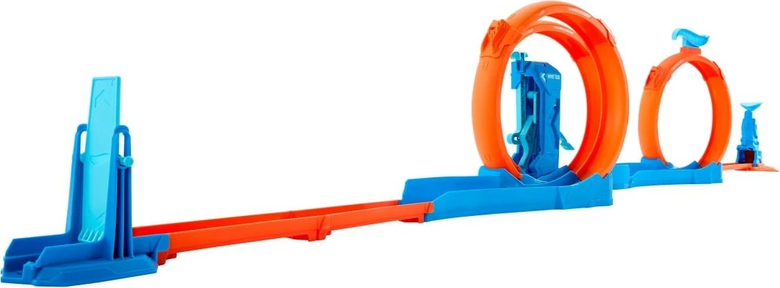 Set pistë garash Hot Wheels Track Creator Triple Loop, me makinë lodër, shumëngjyrëshe