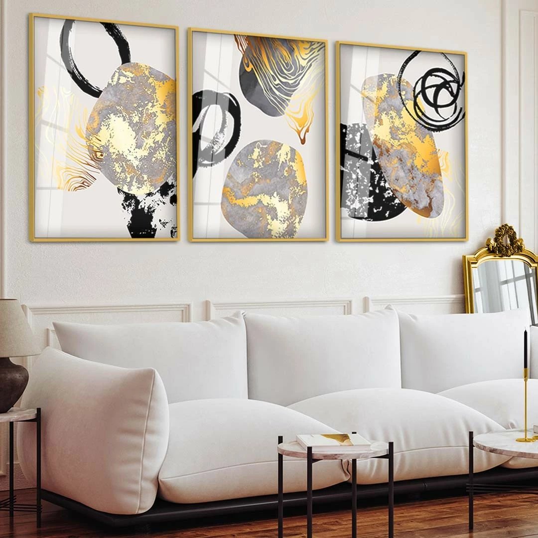 Pikturë dekorative prej xhami të temperuar, shumëngjyrëshe, Wallity Huhu382, 100x70cm (3 copë)