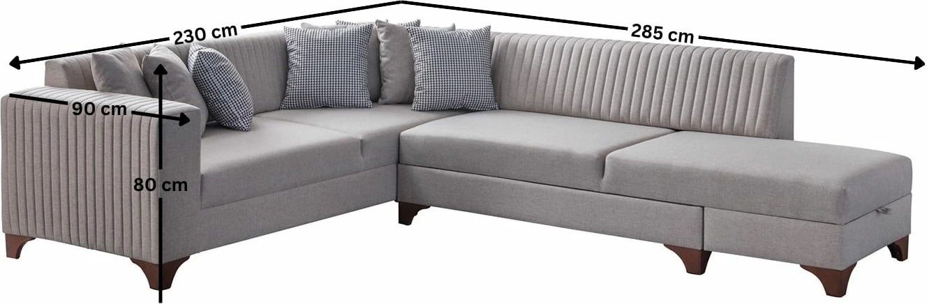 Kënd divan-krevat, ngjyrë krem, Atelier del Sofa, West Right, me 6 jastëkë