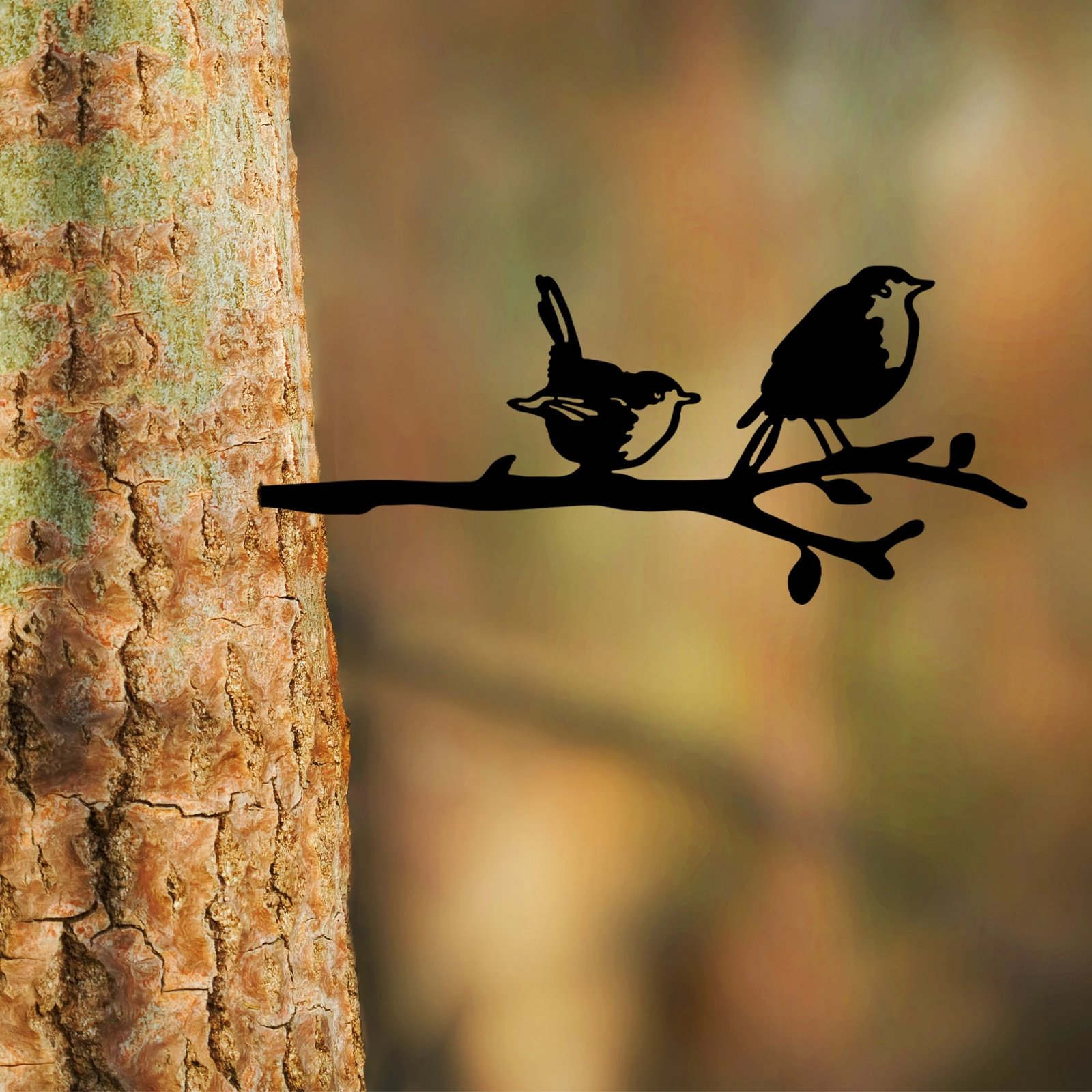 Objekt dekorativ për kopsht, Aberto Design, zogj në degë, ngjyrë e zezë