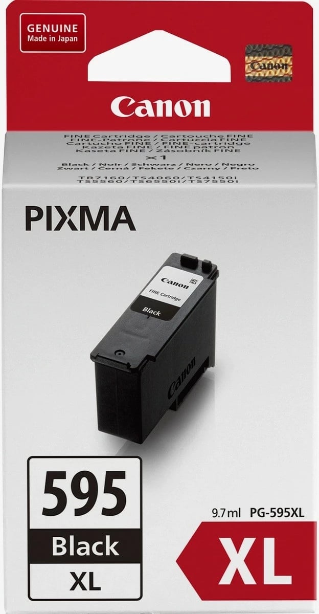 Kartrixh boje, Canon, PG-595XL 7170C001, rendiment i lartë 300 faqe (5%) / 9.7 ml, për PIXMA TS7550i/TS6550i/TS4150i, e zezë
