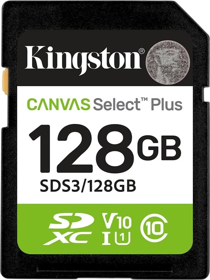Kartë memorie SDXC Kingston Canvas Select Plus Gen3 128GB, 150MB/s, e zezë