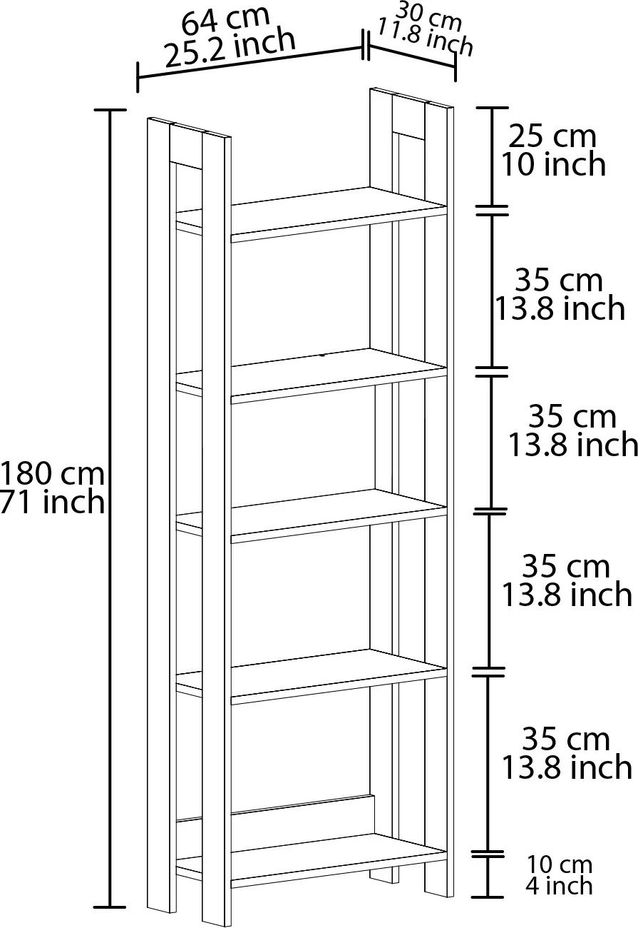 Raft librash Skye Decor, ngjyrë gri, country