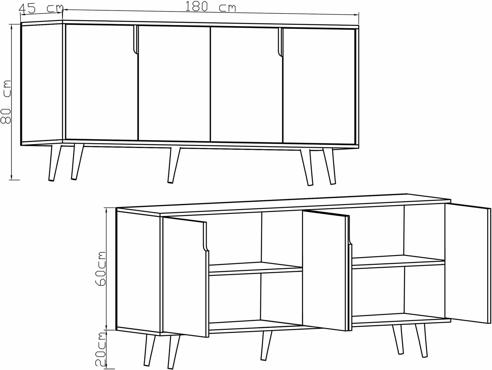 Konsolë moderne Skye Decor, Latina 180, ngjyrë lis safir dhe antracit