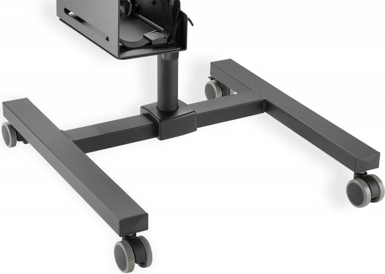 Stacion pune mobil Digitus DA-90374 me mbajtës monitori, tastiere/mausi dhe PC, rregullim lartësie, i zi