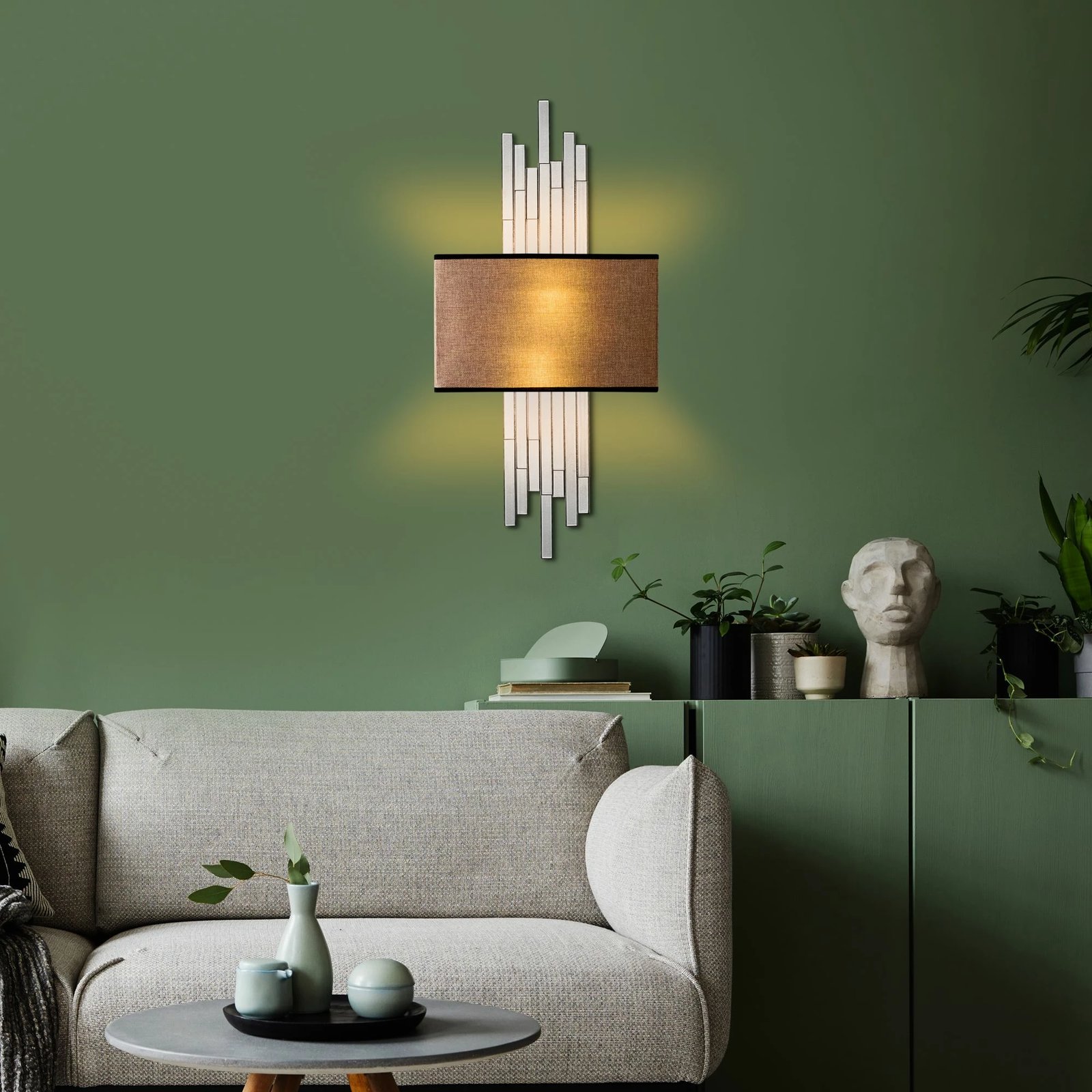 Llambë muri Opviq, Axıs - 15122, metal dhe pëlhurë, e bardhë dhe kafe e çelët