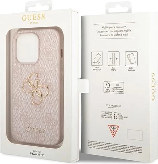 Mbështjellës Guess GUHCP14X4GMGPI për iPhone 14 Pro Max 6.7", rozë