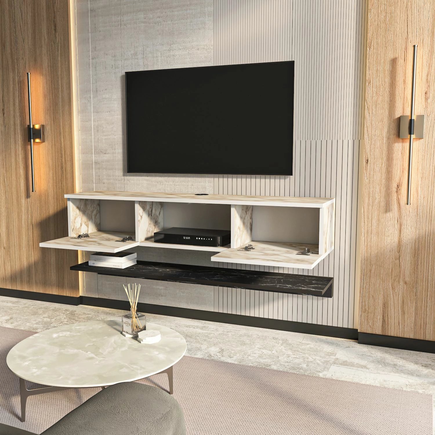 Komodë TV Skye Decor, ngjyrë Ephesus dhe e bardhë