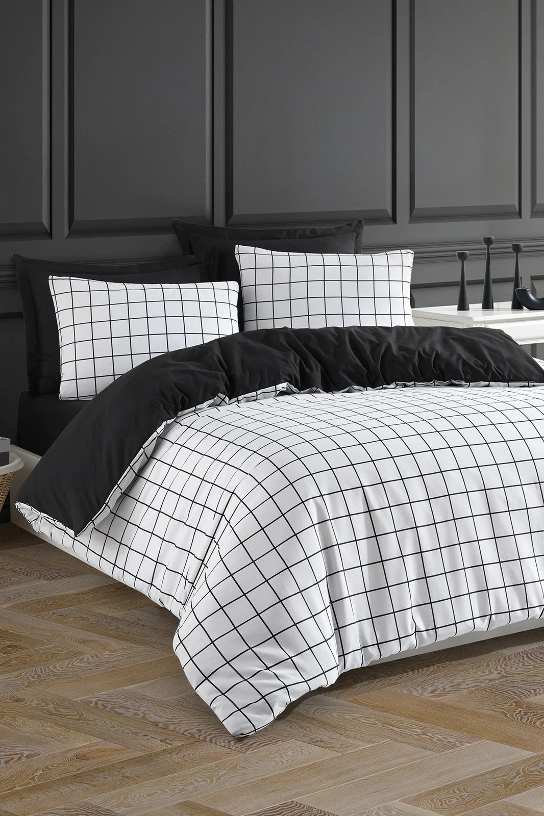 Set mbulesë për jorgan Super King, Artus, ngjyrë e zezë dhe e bardhë