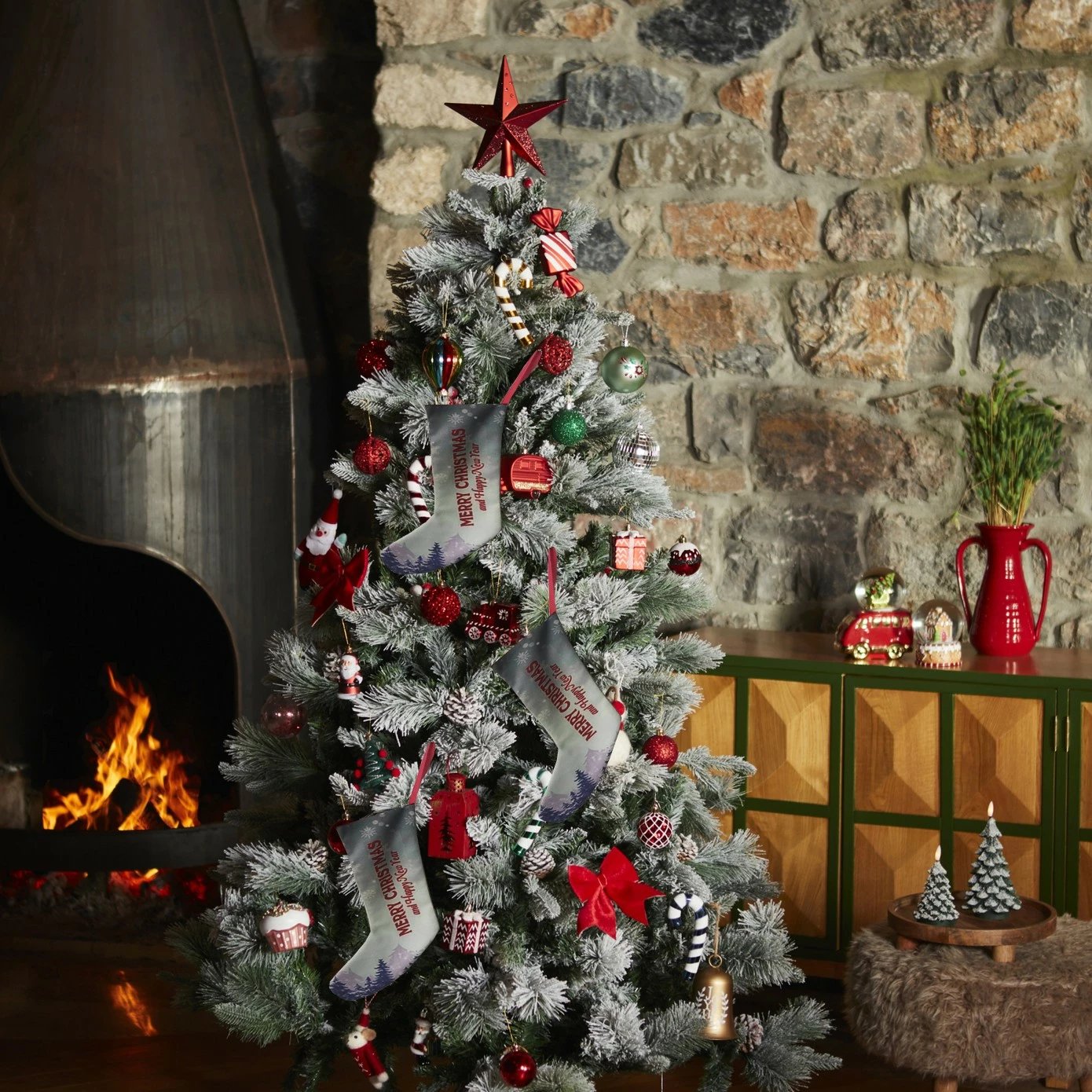 Çorape dekorative për Krishtlindje, shumëngjyrëshe, Evila Originals, Crp004, 35x18cm