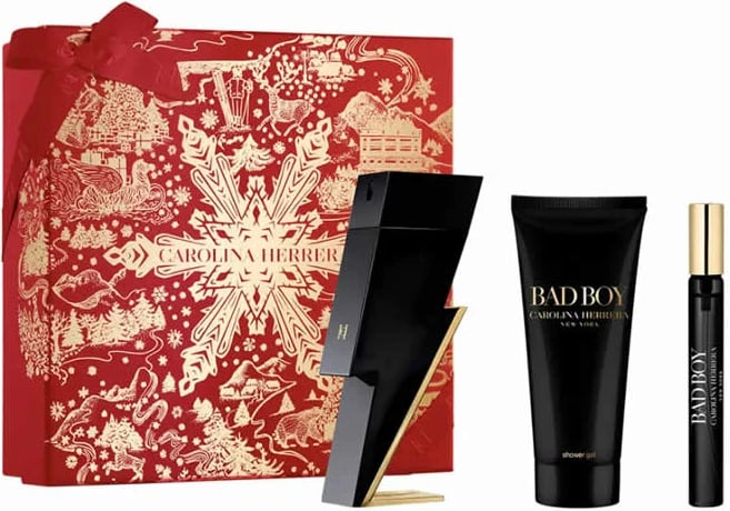 Set Eau de Toilette për meshkuj Carolina Herrera Bad Boy 100ml, 3 copë