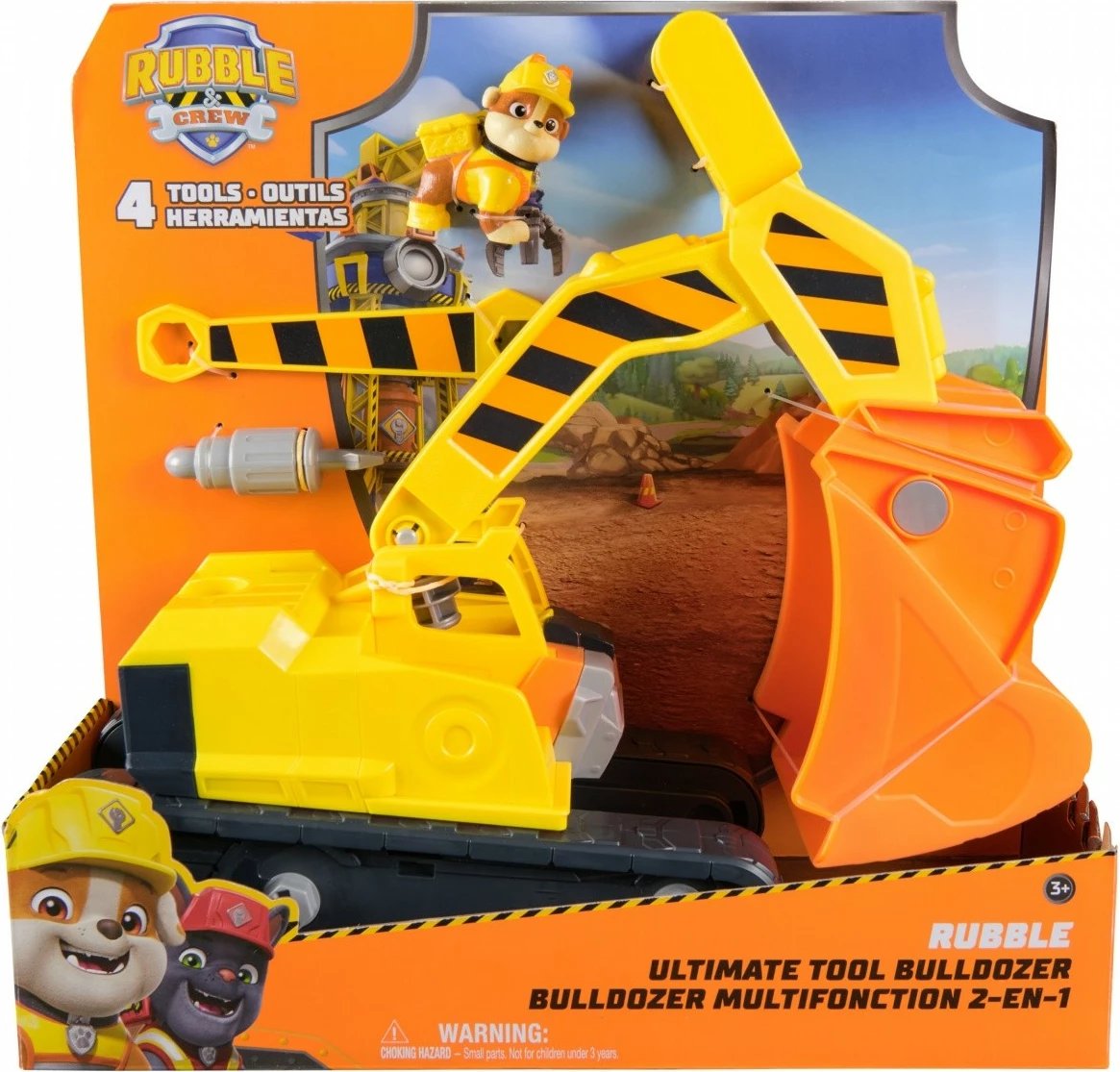 Lodër buldozer Spin Master Rubble & Crew 6073297 me vegla, Verdhë/Portokalli