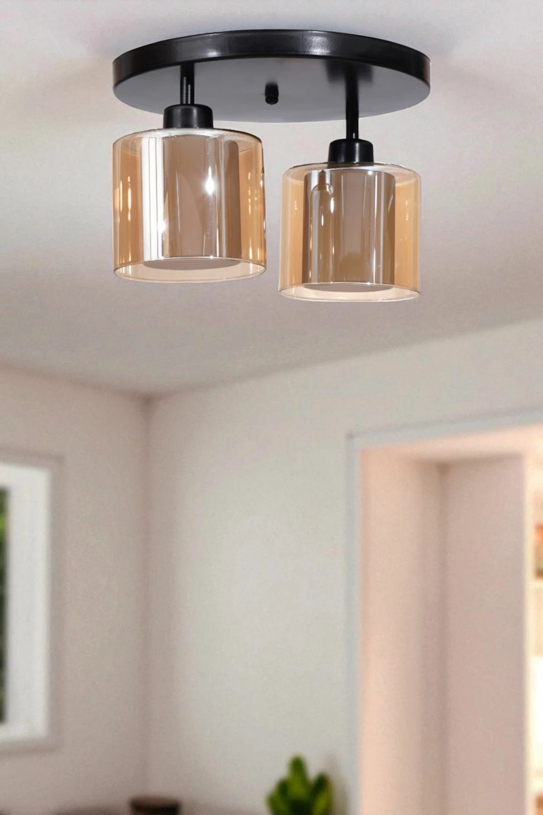 Llambë tavani Opviq, ngjyrë mjaltë e zezë, 9017-2 Llambë tavani Opviq, ngjyrë mjaltë e zezë, 9017-2