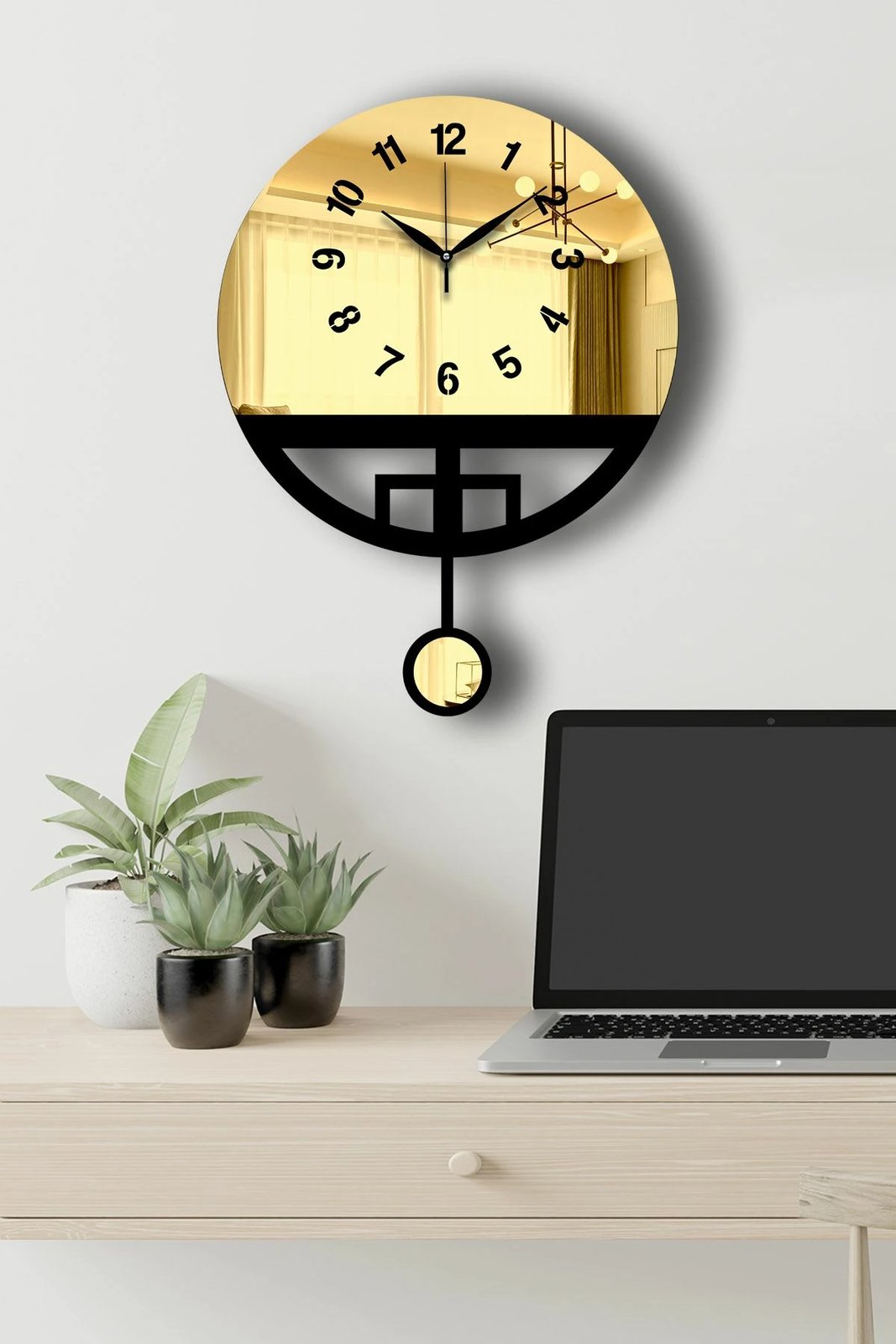 Orë muri dekorative, Wallity, Vlnt108Al, ngjyrë ari dhe e zezë