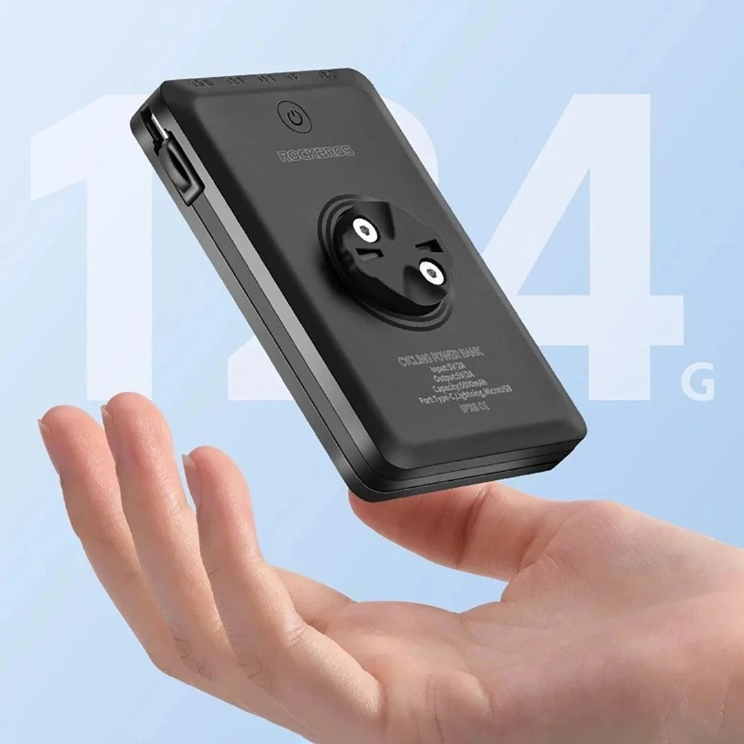 Dritë biçiklete Rockbros JP008 me power bank 5000 mAh, e zezë