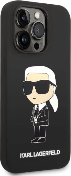 Mbështjellës Karl Lagerfeld Silicone Ikonik për iPhone 14 Pro, i zi