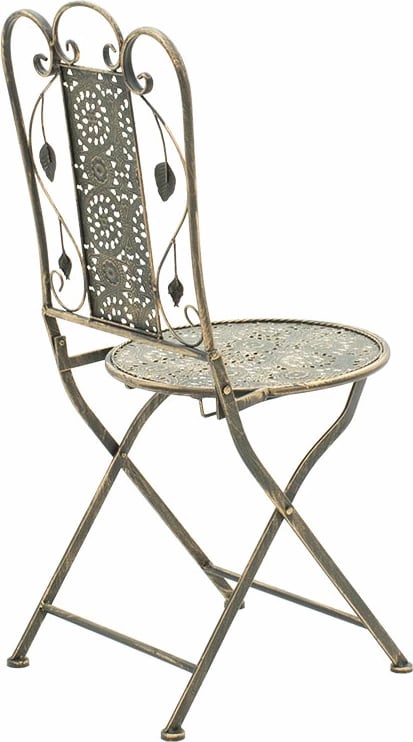 Set tavoline me karrige Drill 3 copë, ngjyrë bakri antike, metal