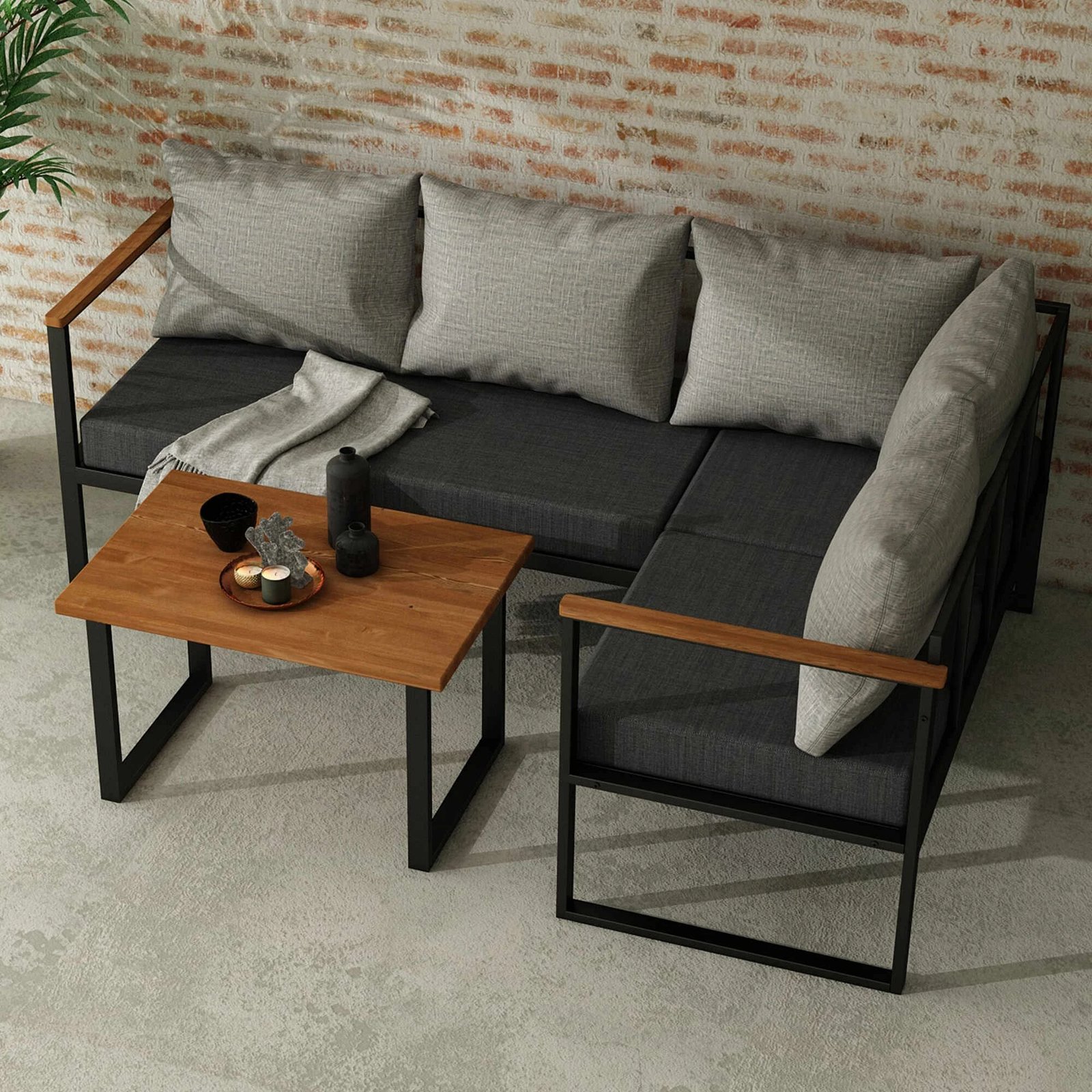 Set lounge për kopsht Skye Decor, gri dhe antracit, CPT5516-190