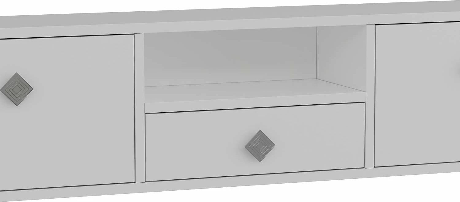 Komodë TV Skye Decor, e bardhë, argjend, 1305-DROP-1