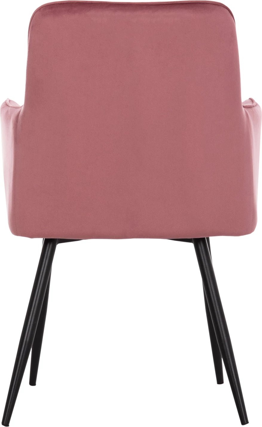 Karrige ngrënieje me krahë LATRELL, kadife rozë e zbehtë, këmbë metalike të zeza, 54x57x84cm, set prej 2 copash