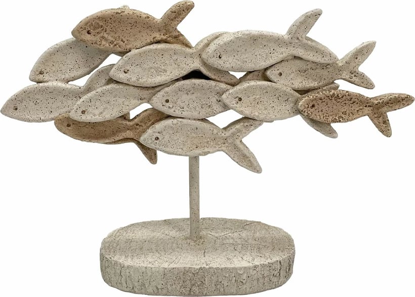 Dekor peshqish DANZA, polirezine, bezhë-kafe, 31.2x9.5x21.5 cm