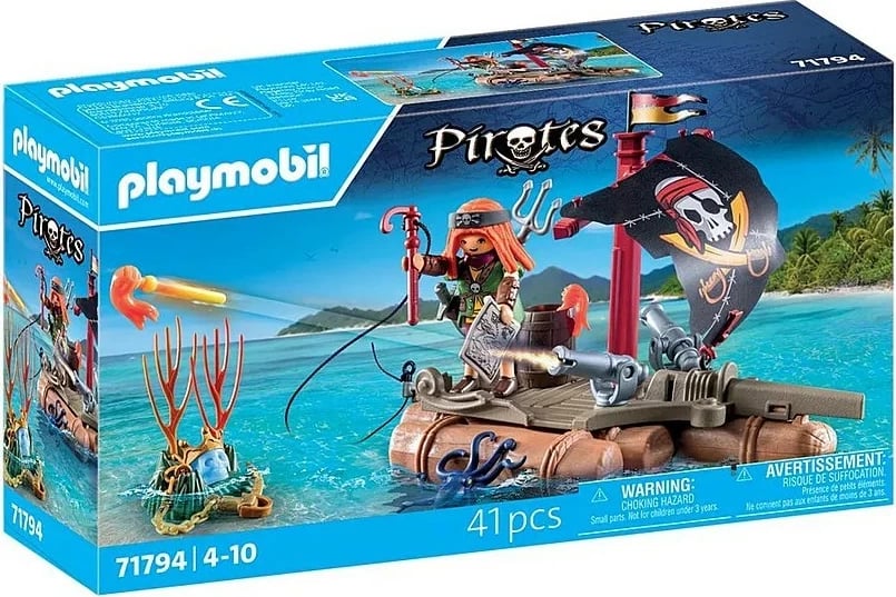 Set figurina piratë Playmobil 71794 Pirate Raft me thesar, 41 pjesë