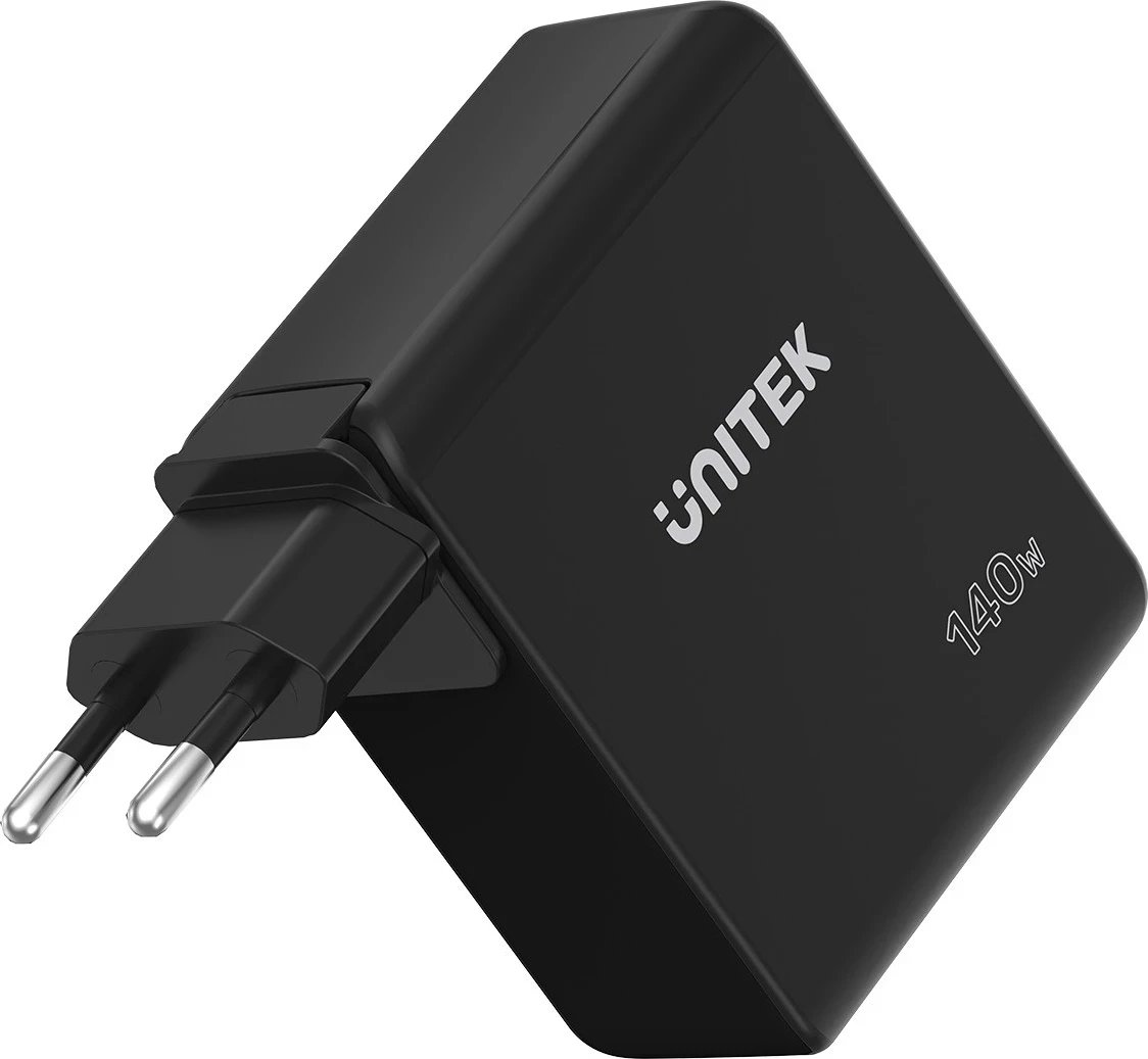 Karikues Unitek GaN me 3 porta, 140W, ngjyrë e zezë