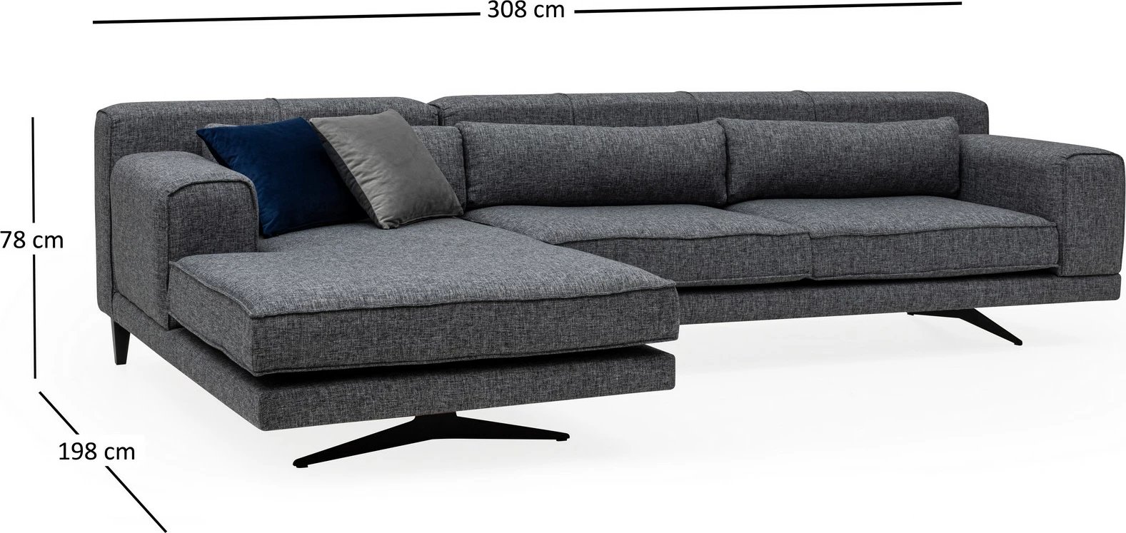 Këndore Atelier del Sofa, Jivago Corner majtas, ngjyrë gri