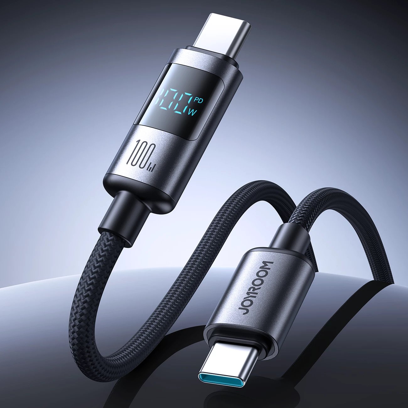 Kabllo USB-C në USB-C Joyroom S-A16 Pro Prism Series, 1.2m, 100W, me ekran digjital, e zezë