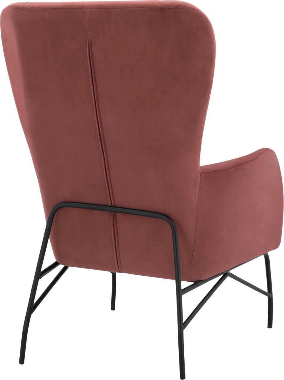 Fotelë 'ROYALTY', kadife rozë e zbehtë, me këmbë metalike të zeza FH8721.02