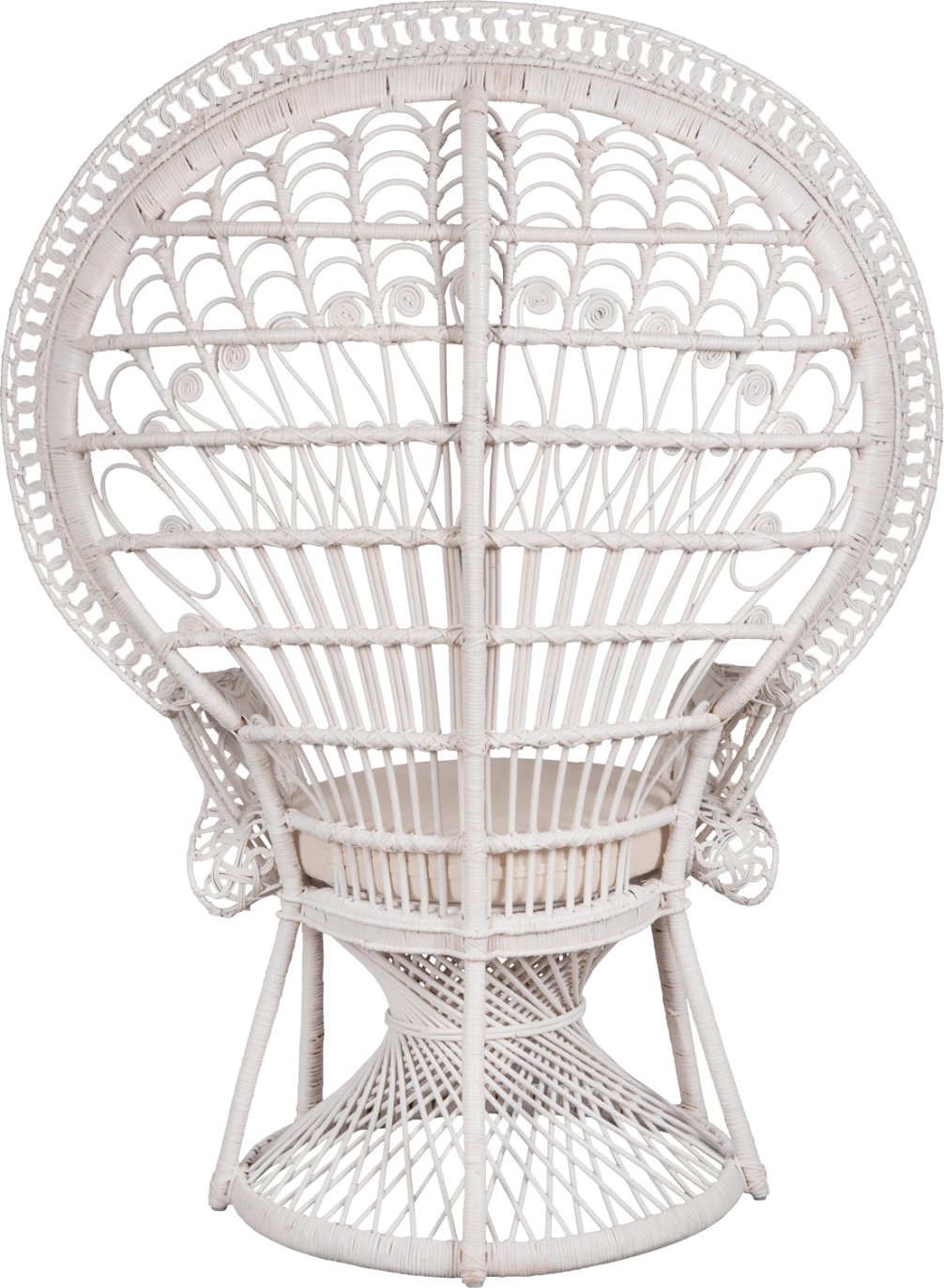 Fotelja ROYAL PEACOCK FH9342.02, ratan, ngjyrë e bardhë, jastëk i bardhë, 114x72x150Hcm