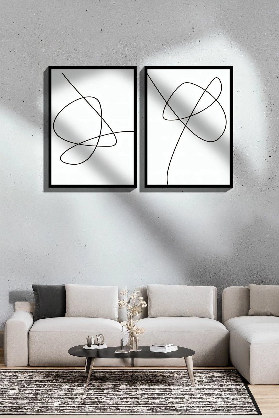 Pikturë dekorative me kornizë (2 copë), Wallity, Ersy2Lımodel6-Sıyah