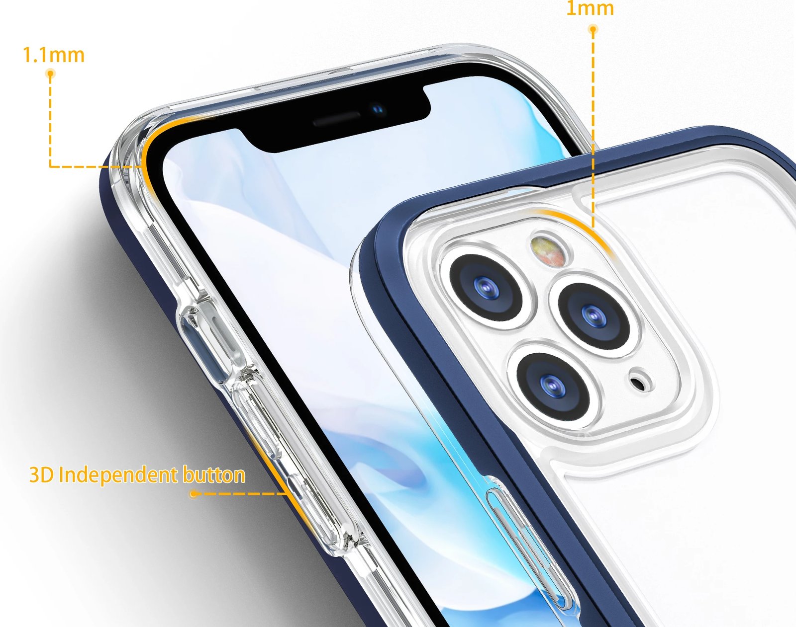Mbështjellës Hurtel Hybrid Armor Clear 3in1 për iPhone 11 Pro Max, Kaltër/Transparent