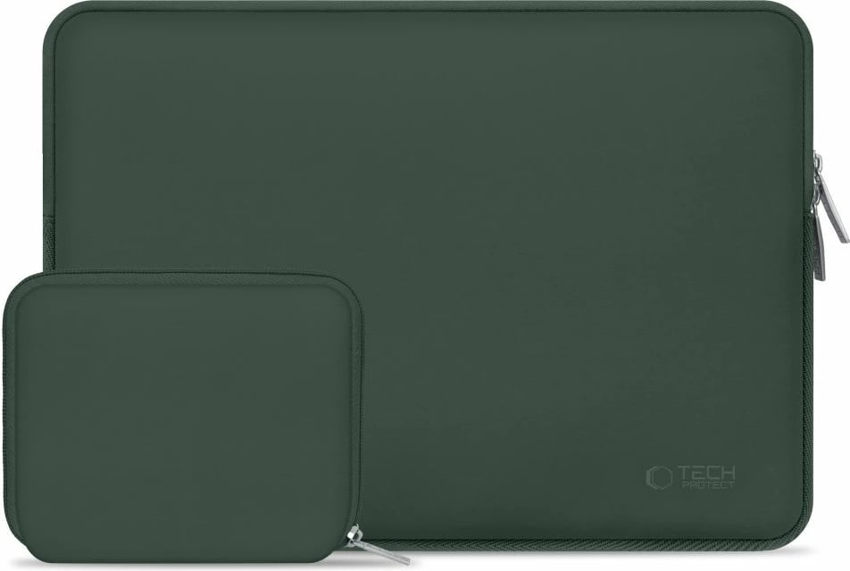 Kasë laptopi Tech-Protect NeoSlim 13-14 inç me çantë aksesorësh, e gjelbër