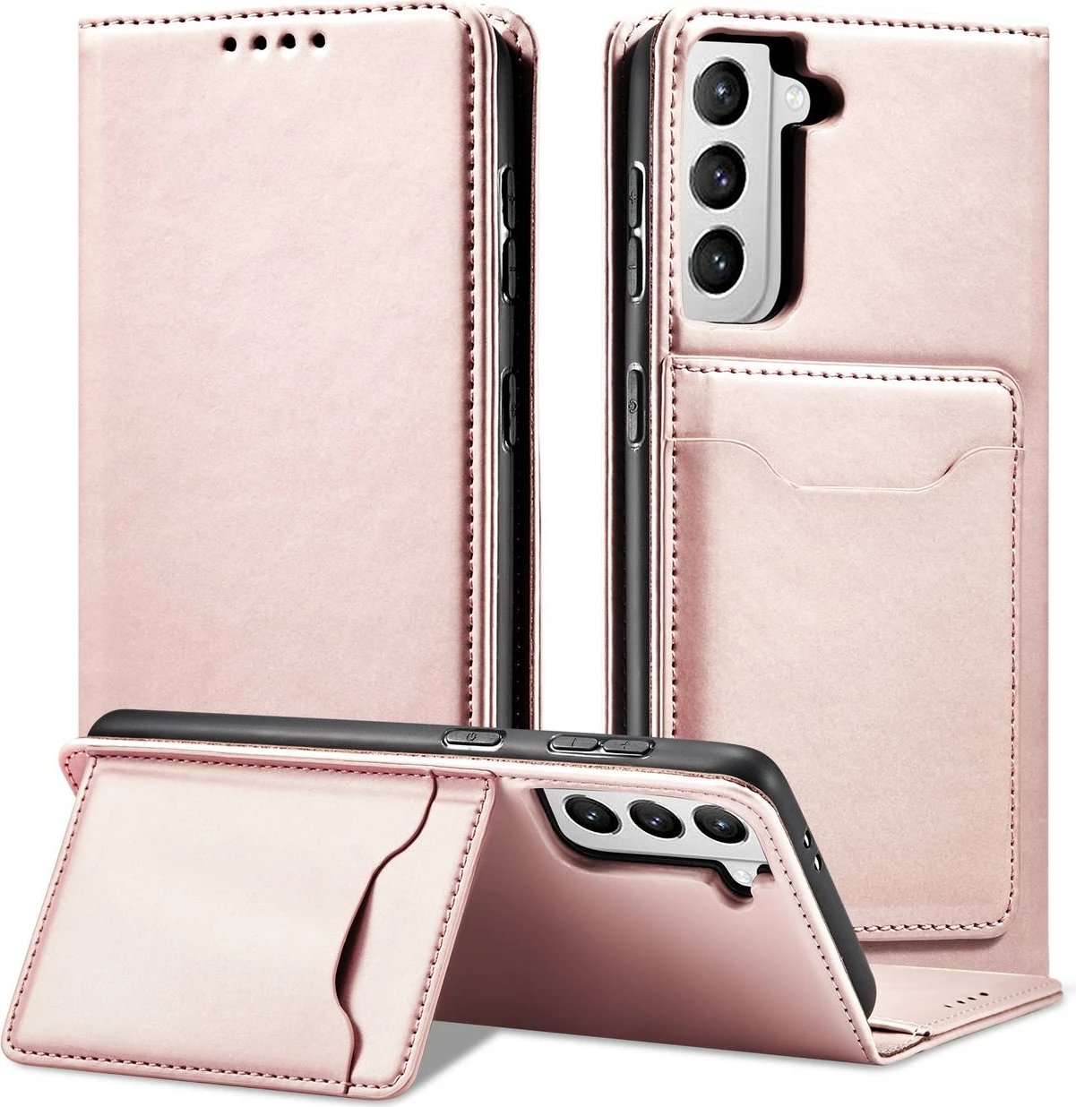 Mbështjellës Hurtel Magnet Card Case për Samsung Galaxy S22+, me kapak, xhep kartelash, rozë Mbështjellës Hurtel Magnet Card Case për Samsung Galaxy S22+, me kapak, xhep kartelash, rozë