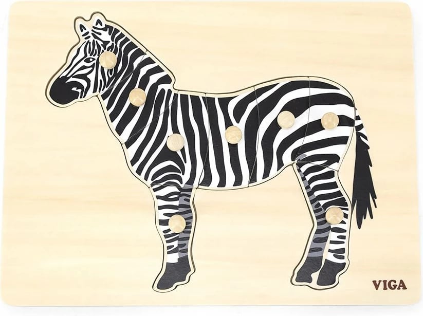 Puzzle druri me kunja, Viga Zebra, 18m+, 30x22.5 cm, shumëngjyrësh
