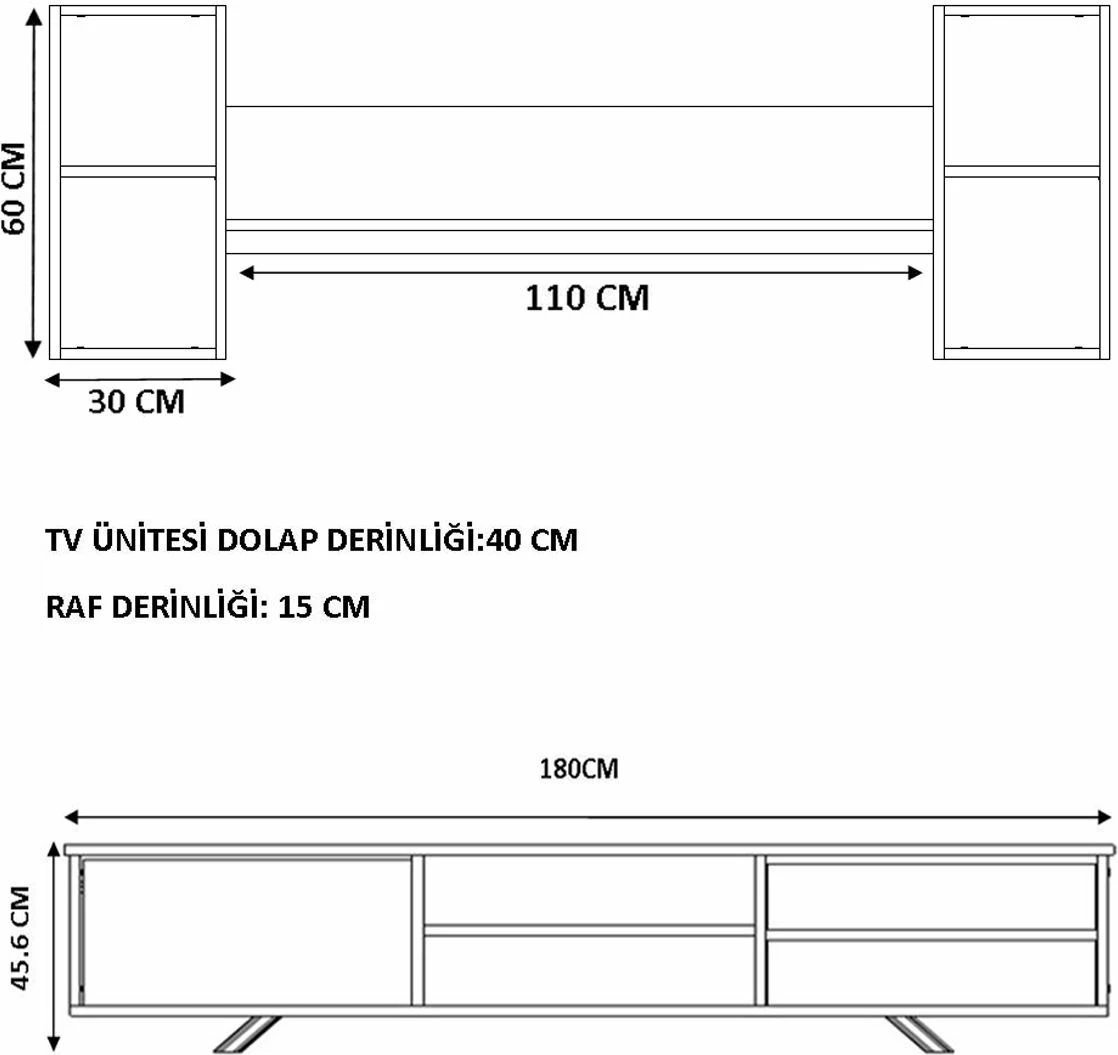 Komodë TV Skye Decor, e bardhë dhe lis, RB-072
