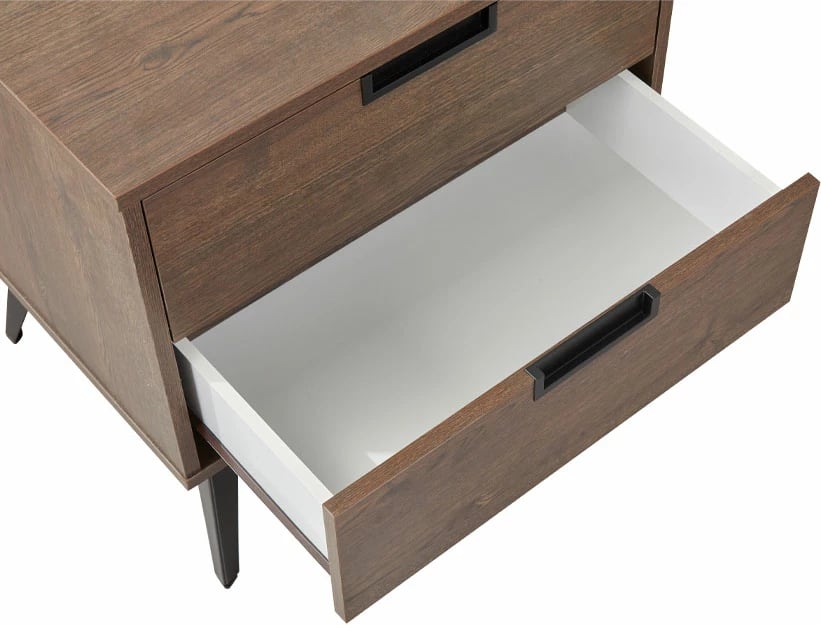 Komodinë Nuez me 2 sirtarë, ngjyrë arre, 58x39x55