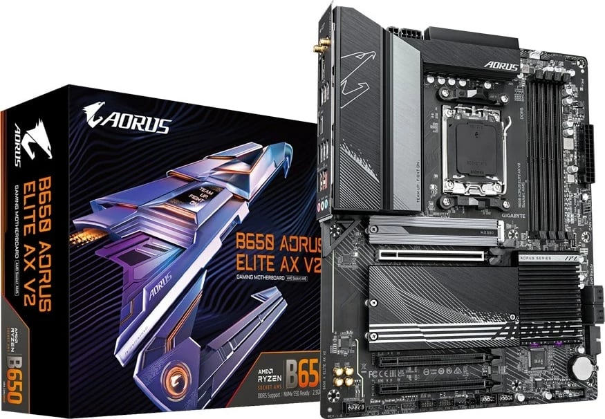 Pllakë amë Gigabyte B650 AORUS ELITE AX V2, Socket AM5, ATX, E zezë