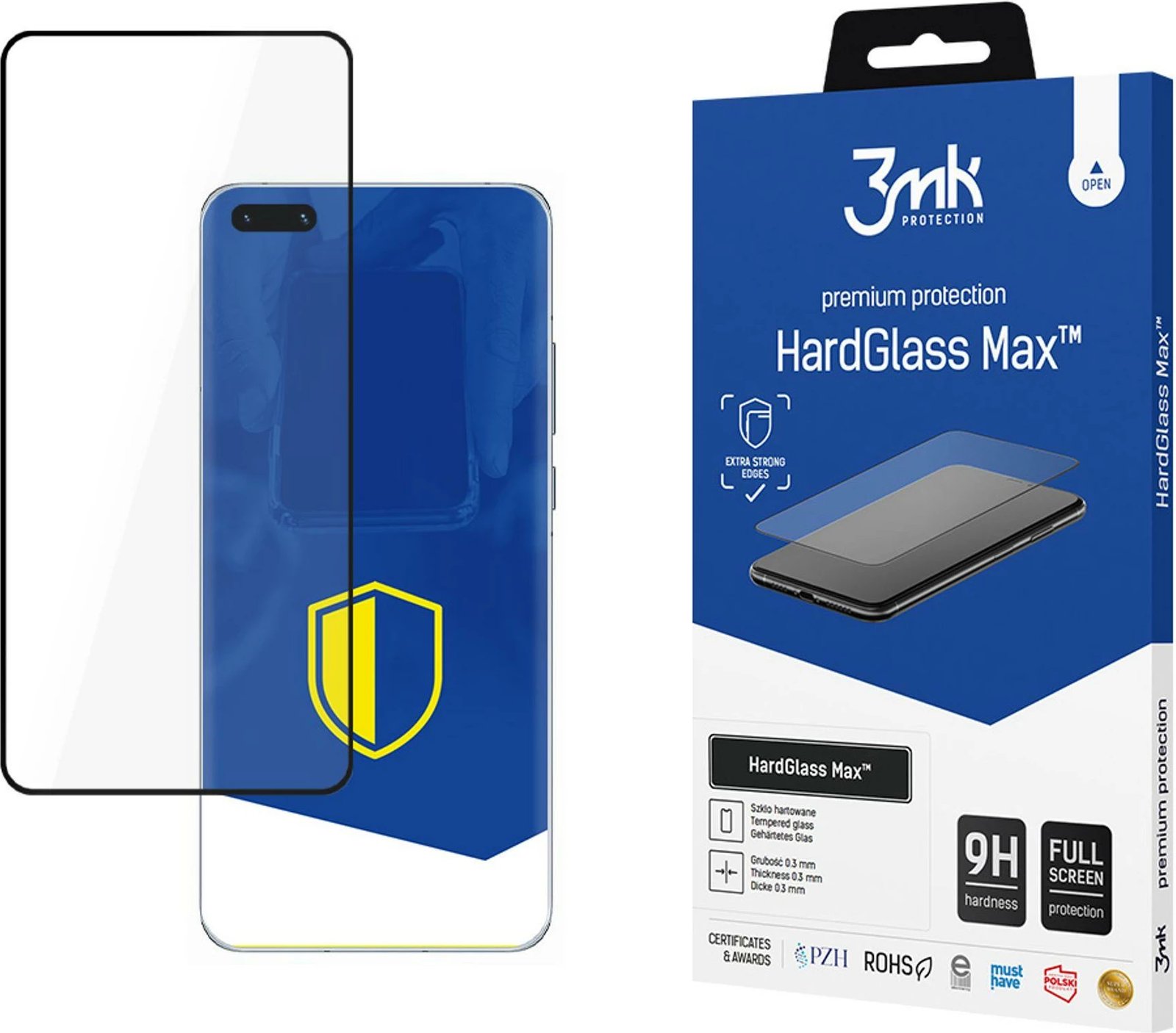 Xham mbrojtës 3mk HardGlass Max për Huawei P40 Pro 5G, 9H, Full Screen