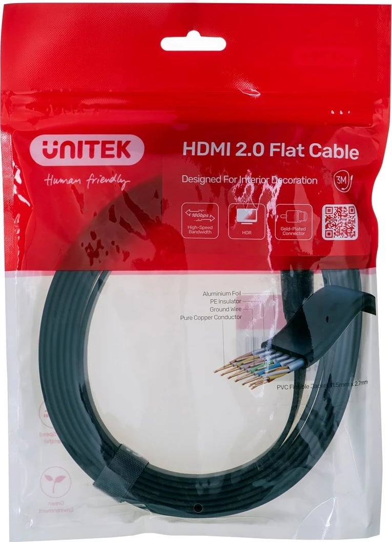 Kabllo HDMI UNITEK C11063BK-3M, 3m, e zezë