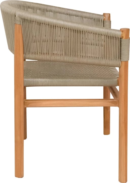 Karrige Kajone, skelet druri tik, ngjyrë natyrale dhe litar PE krem, 62x55x75cm