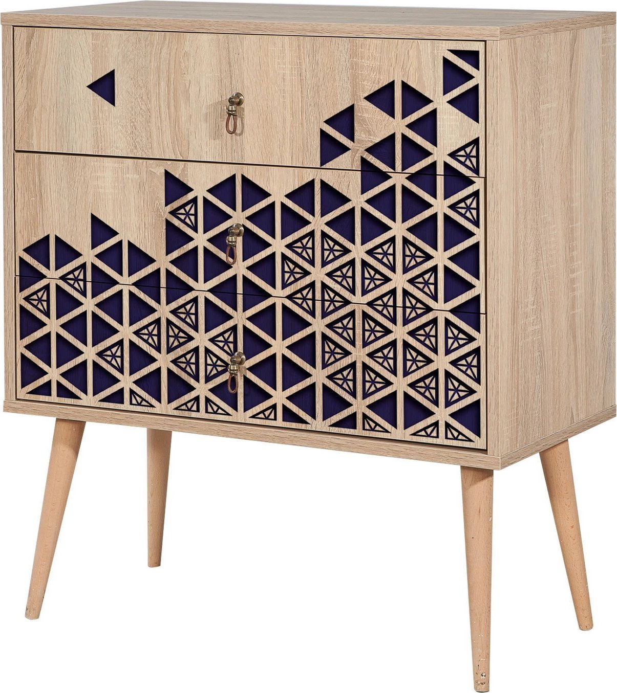 Komodë Skye Decor, Trio - 123, ngjyrë lisi Sonoma