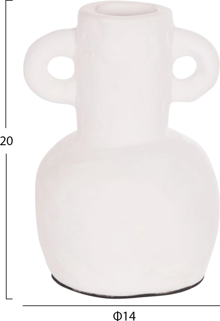 Vazo dekorative CLAYVON, terrakotë, ngjyrë e bardhë, FH4406, 14x20cm