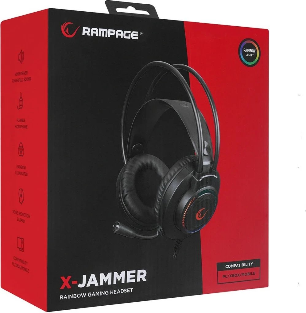 Kufje gaming Rampage X-JAMMER 7.1, me mikrofon, të zeza