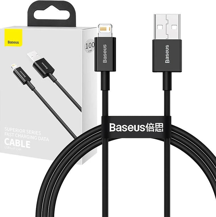 Kabllo USB në Lightning, Baseus, CALYS-A01, 2.4A, 1m, e zezë